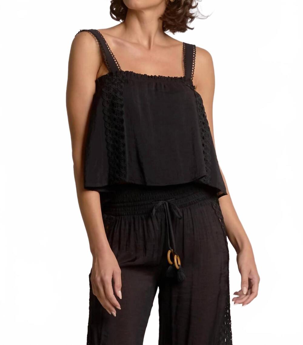 NEW ELAN vina eyelet top in black